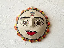Madhuban . मधुबन ❁ Madhubani Hand Painted Paper Mache Wall Handing - Sun