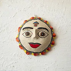 Madhuban . मधुबन ❁ Madhubani Hand Painted Paper Mache Wall Handing - Sun