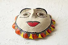 Madhuban . मधुबन ❁ Madhubani Hand Painted Paper Mache Wall Handing - Sun