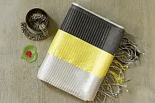 कमला | Handloom Cotton Saree | Silver Zari . Lemon