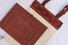 Getting carried away ~ Handmade Cotton bag + Leather File Folder ~ 11