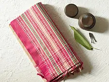 Sadaa . सदा ✡ Begampuri Cotton Saree - Pink Woven Border