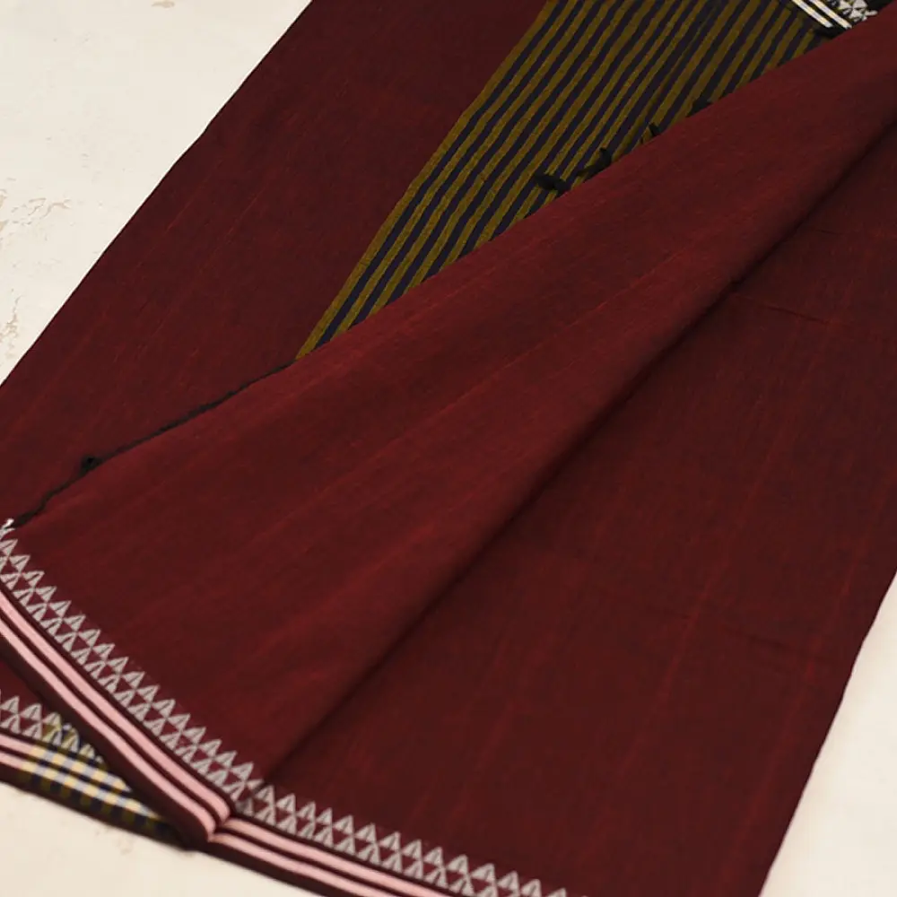 shop Begampuri Woven Border - Maroon Pure Cotton Saree