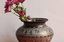 Antiquities from Khajuraho ~ Hand-Carved Brass Lota - K