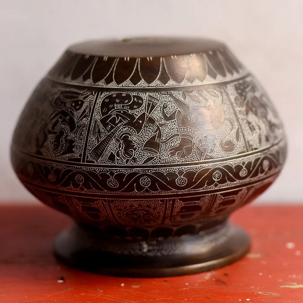 Hand-Carved Brass Lota