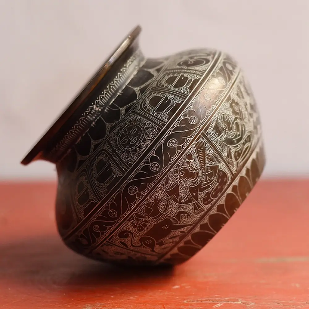 Hand-Carved Brass Lota