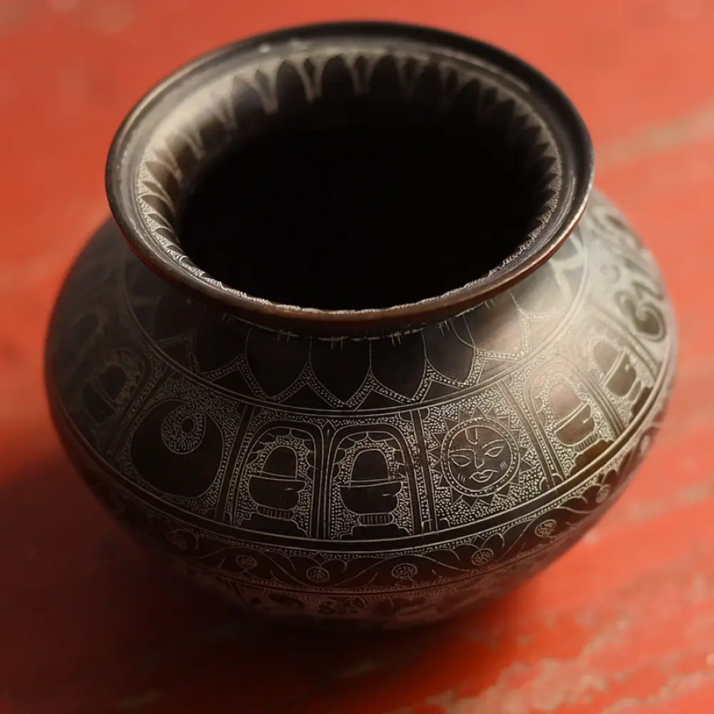 Hand-Carved Brass Lota