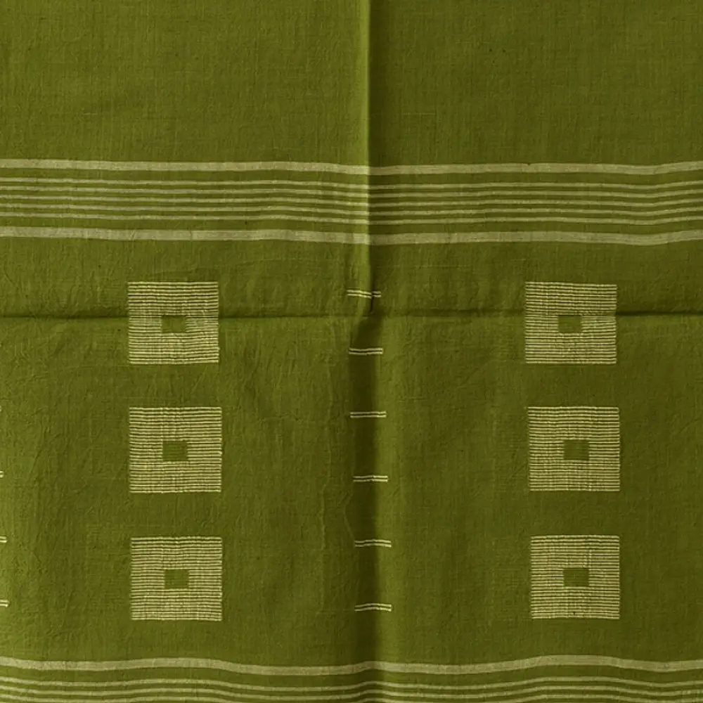 shop Handloom Soft Cotton Jamdani Stole - Green