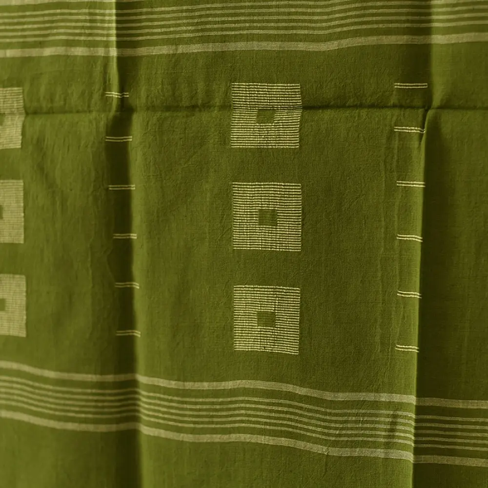 shop Handloom Soft Cotton Jamdani Stole - Green