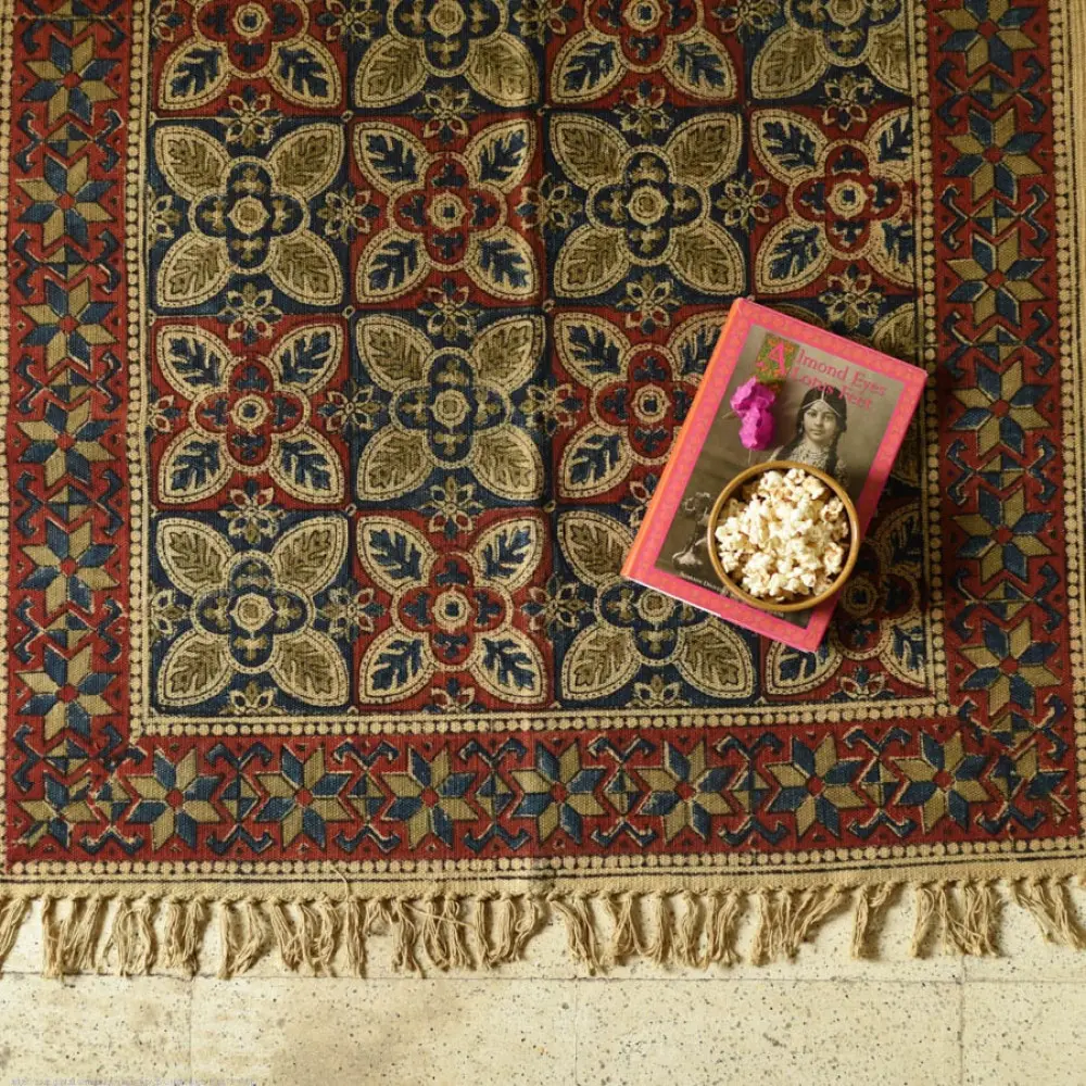 shop Kalamkari Natural Color Dhurrie 5 X 3 feet