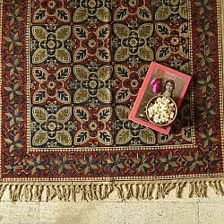 A finite infinity ❧ Kalamkari Natural Color Dhurrie -  5 X 3 feet