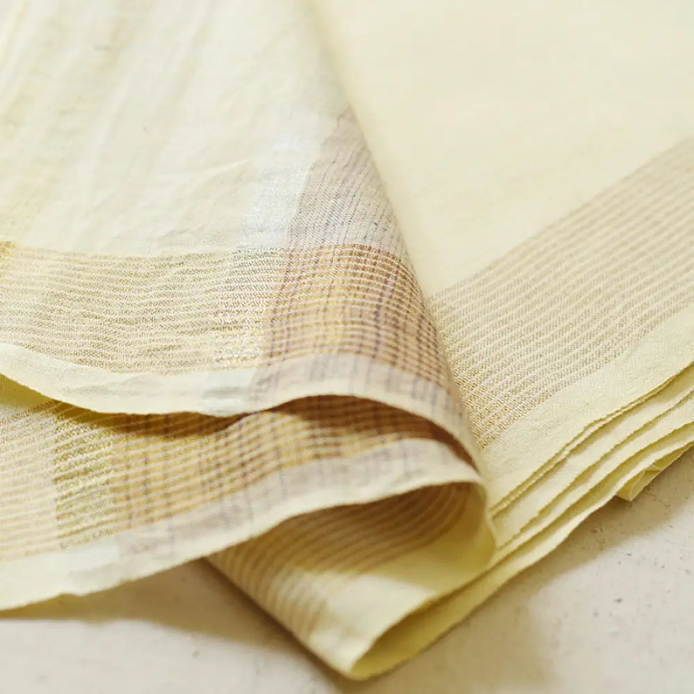 shop Handloom Cotton x Cotton Off White Dhoti Khes - Zari Border