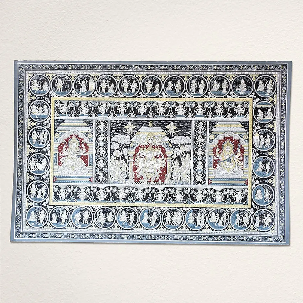 shop Traditional patachitra painting - Laxmi Ganesh & Saraswati
