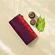 handloom begampuri pure cotton saree in bright purple with mustard yellow pinstripes and pink-red woven temple borders