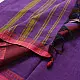 handloom begampuri pure cotton saree in bright purple with mustard yellow pinstripes and pink-red woven temple borders