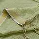 handloom pure cotton saree in subtle pista green featuring delicate fine stripes woven golden zari border and soft beige handcrafted tassels