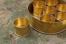 Ahar ✽ Brass ~ Spice Jar - Seven jars inside (7.5" x 7.5" x 4" Big Masaldaan) Ahar ✽ Brass ~ Spice Jar - Seven jars inside (7.5" x 7.5" x 4" Big Masaldaan)
