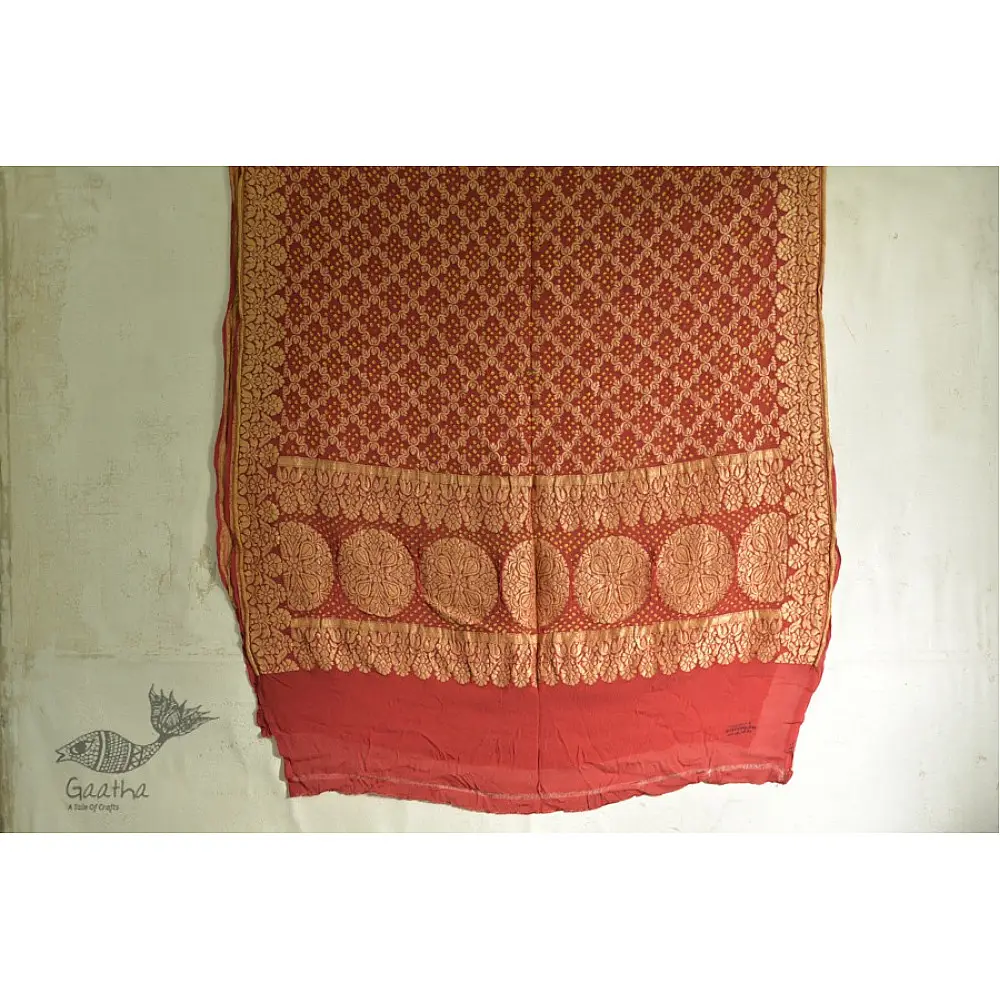festive special crepe full zari bandhni dupatta