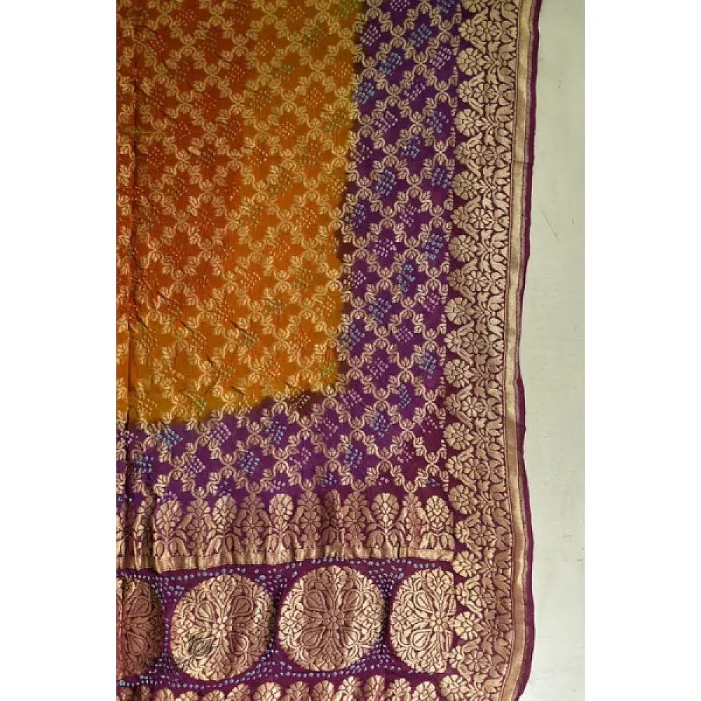 festive special crepe full zari bandhni dupatta