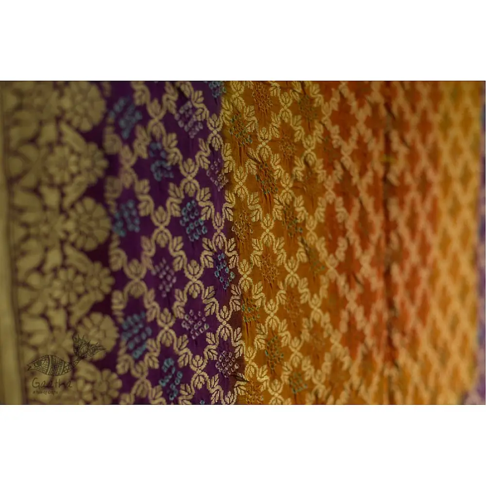 festive special crepe full zari bandhni dupatta