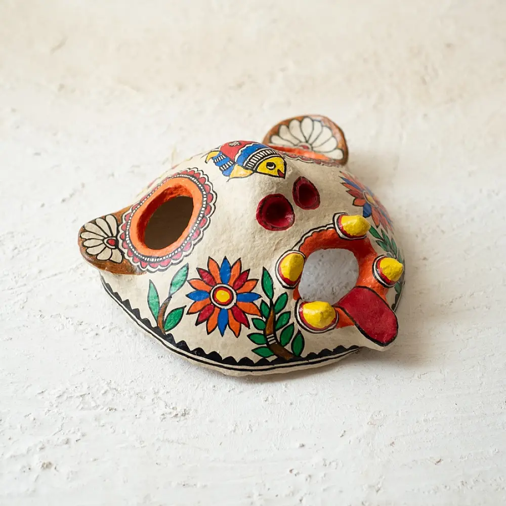 shop Madhubani Hand Painted Paper Mache Wall Handing - - Nazar Battu Mask