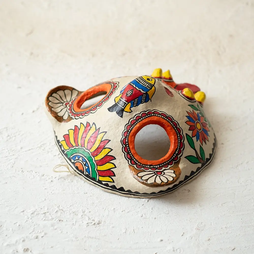 shop Madhubani Hand Painted Paper Mache Wall Handing - - Nazar Battu Mask