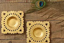 Ahar ~ Pure Brass Handmade T-Light Holder - (Set of Two)