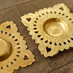 Ahar ~ Pure Brass Handmade T-Light Holder - (Set of Two)