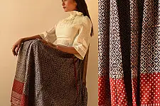 Flowers in a River | Jawariya Block Printed Long Skirt - Black & Red