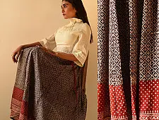 Flowers in a River | Jawariya Block Printed Long Skirt - Black & Red