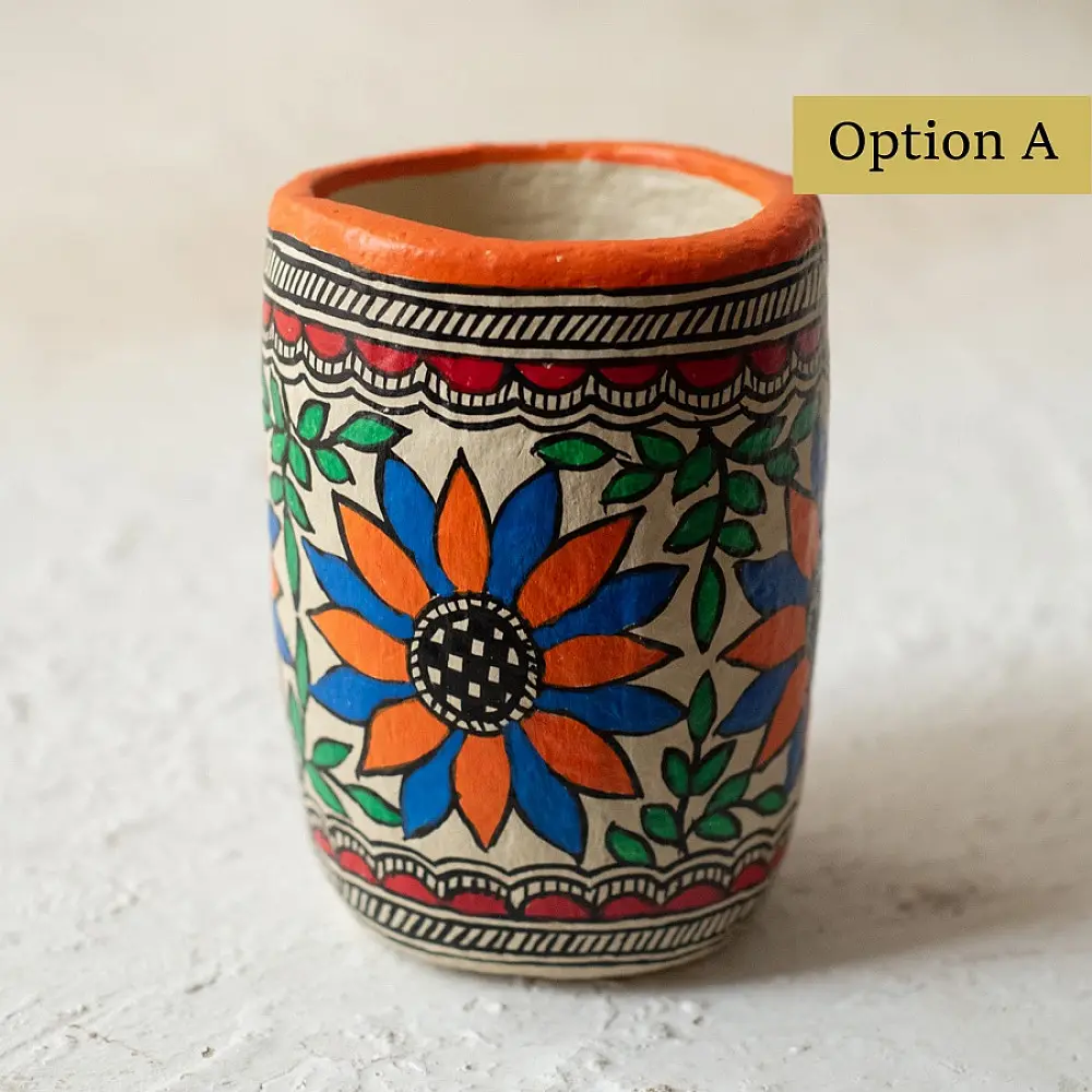 shop Madhubani Hand Painted Paper Mache ~ Planter Case