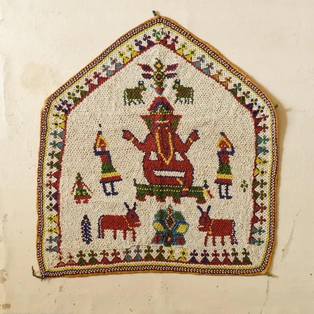 Saurashtra Beadwork Old & Antique Wall Hanging  - Ganeshji