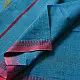 handloom begampuri pure cotton saree in teal blue with red and mustard yellow woven temple borders and tassel fringe