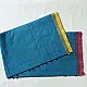 handloom begampuri pure cotton saree in teal blue with red and mustard yellow woven temple borders and tassel fringe