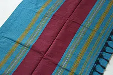 Sadaa . सदा | Begampuri Handloom Cotton Teal Blue Saree With Ganga Jamuna Border 