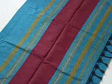 Sadaa . सदा | Begampuri Handloom Cotton Teal Blue Saree With Ganga Jamuna Border 