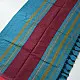 handloom begampuri pure cotton saree in teal blue with red and mustard yellow woven temple borders and tassel fringe