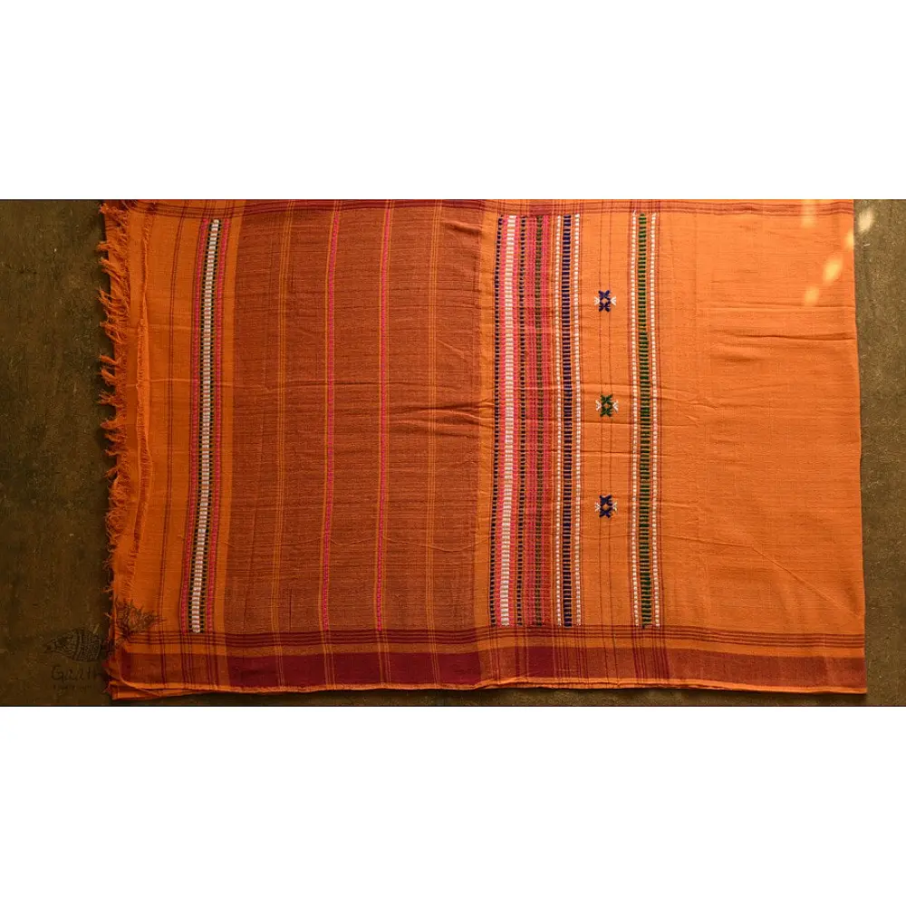 shop Handwoven Baiga Tribal Wedding Saree - Yellow