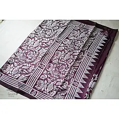 Madhumalti | Kantha Embroidery ~ Silk Saree - Dark Violet