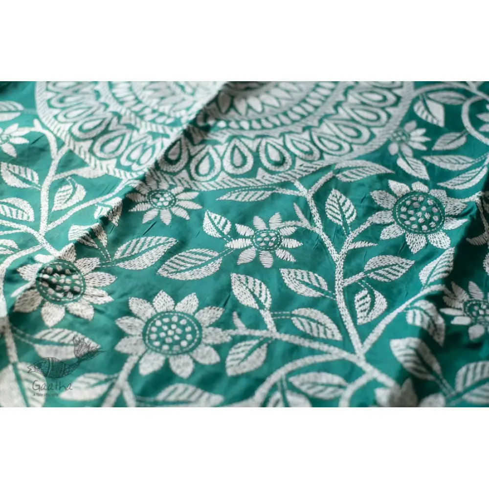 shop Kantha Hand Embroidered Silk Saree