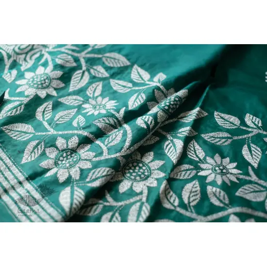 shop Kantha Hand Embroidered Silk Saree