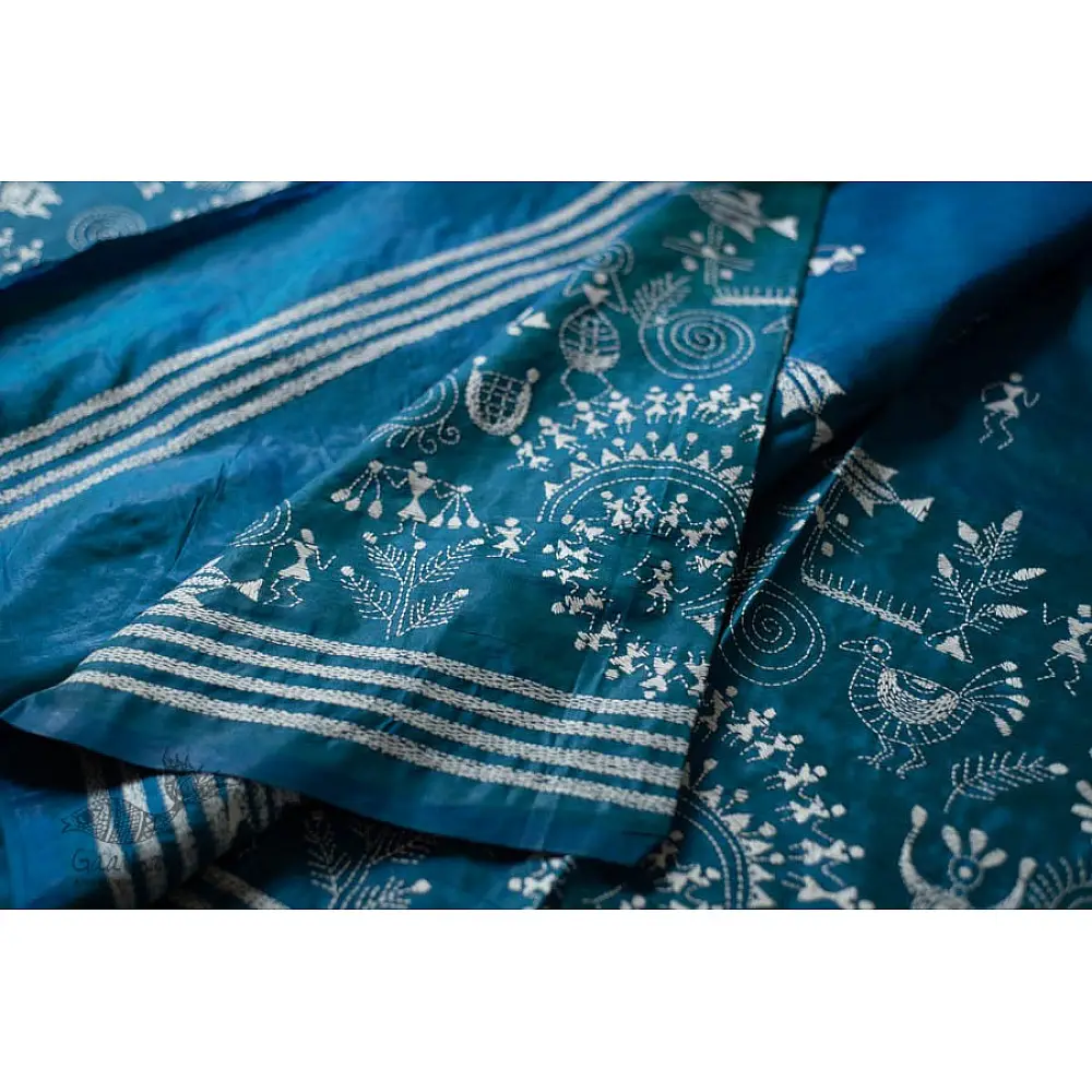 shop Kantha Hand Embroidered Silk Saree