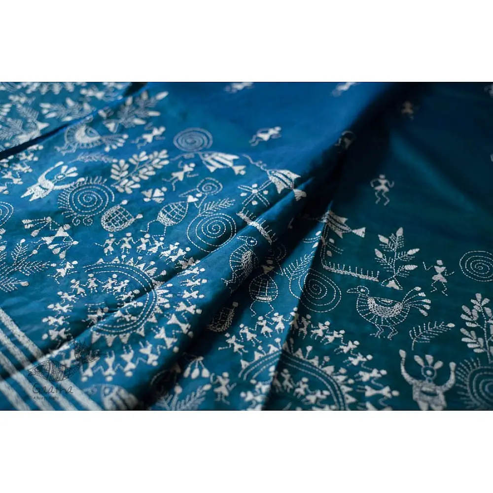 shop Kantha Hand Embroidered Silk Saree