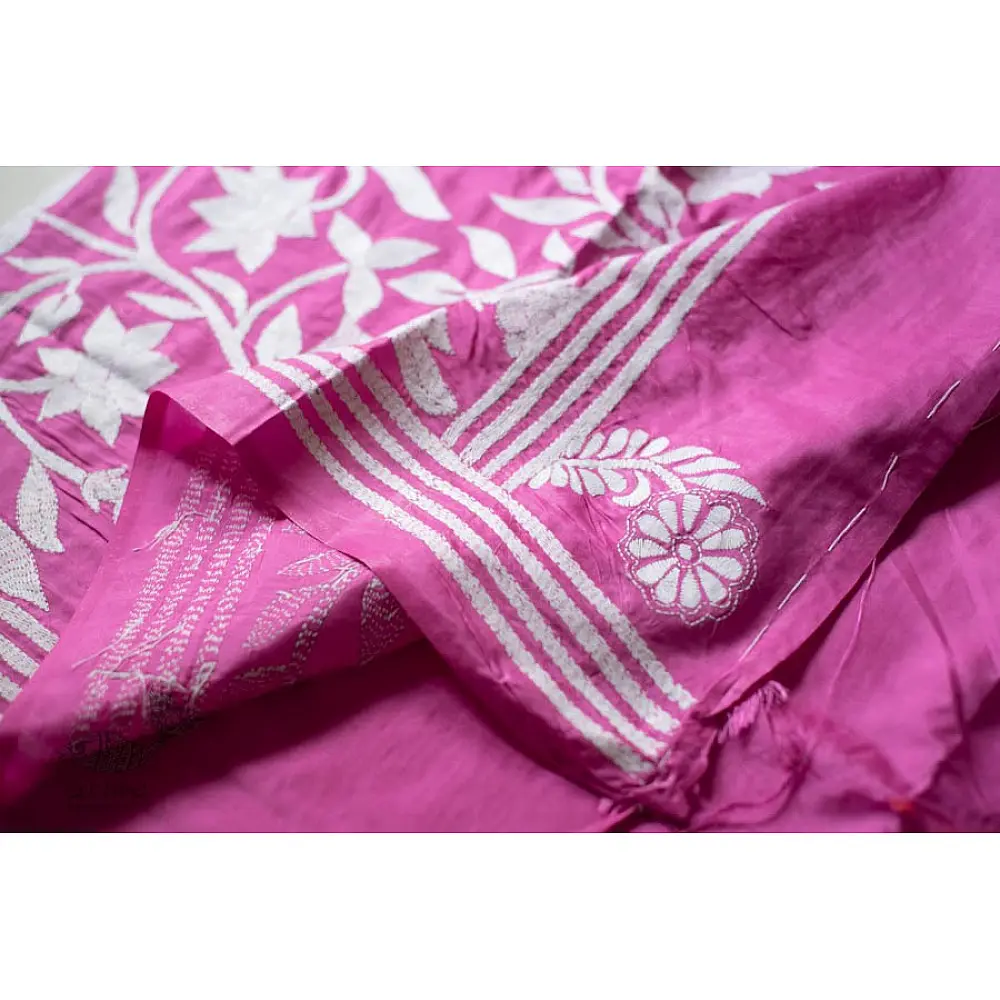 shop Kantha Hand Embroidered Silk Saree