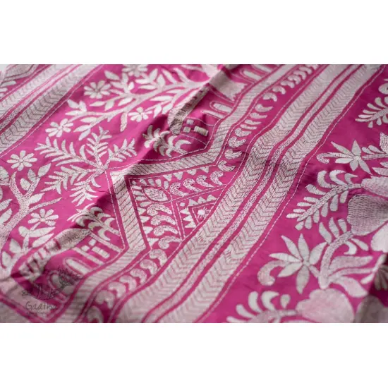 shop Kantha Silk Light Pink Saree 