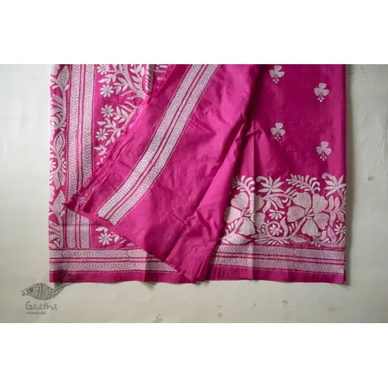 shop Kantha Silk Light Pink Saree 