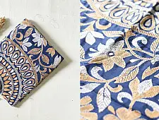 Madhumalti | Kantha Hand Embroidered Silk Saree - Blue Color