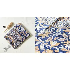 Madhumalti | Kantha Hand Embroidered Silk Saree - Blue Color