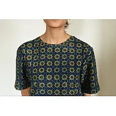 Ajrakh Indigo T-shirt - Block Printed & Natural Dyed