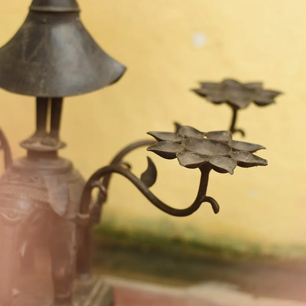 Antique from Khajuraho Brass - Elephant - Diya Stand